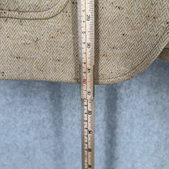 Johnny Carson Mens VTG Wool Tweed Blazer Size 42 Tan Western Yoke USA Union Made - Picture 13 of 16